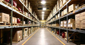 Warehouse aisle perspective