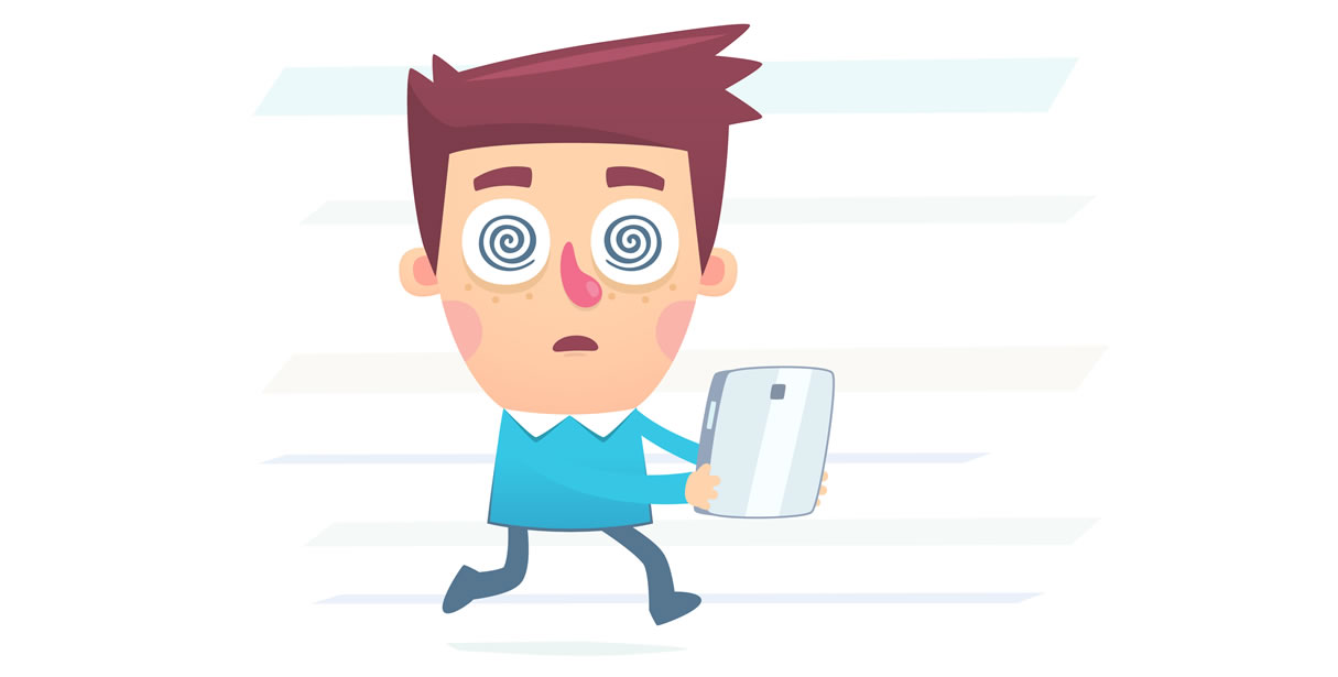 Hypnotised man using phone