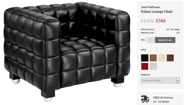 The Kubus Lounge Chair on the True Interior Magento Site