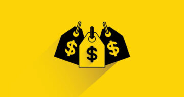 Dollar price tags on yellow background