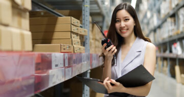 Chinese woman in warehouse