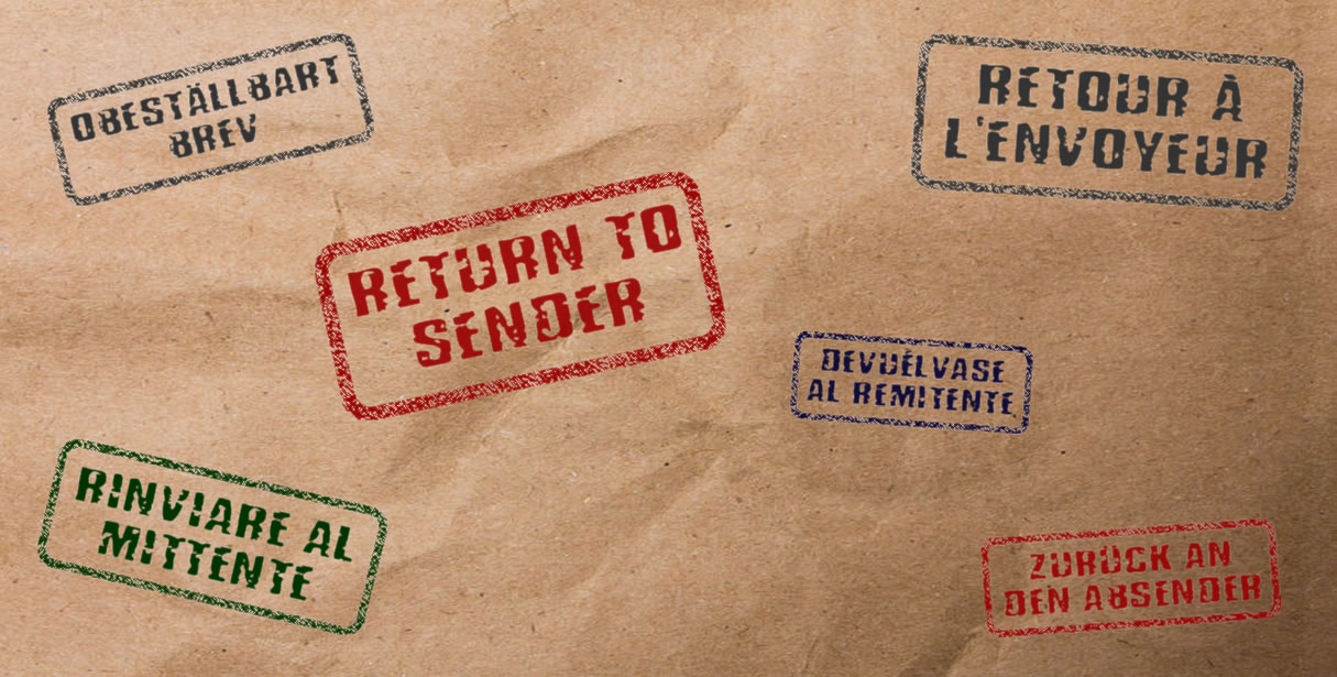 Return to sender stamps multilingual