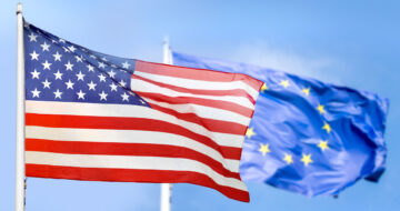 US and EU flags flying