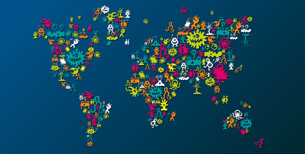 World map made up of monsters