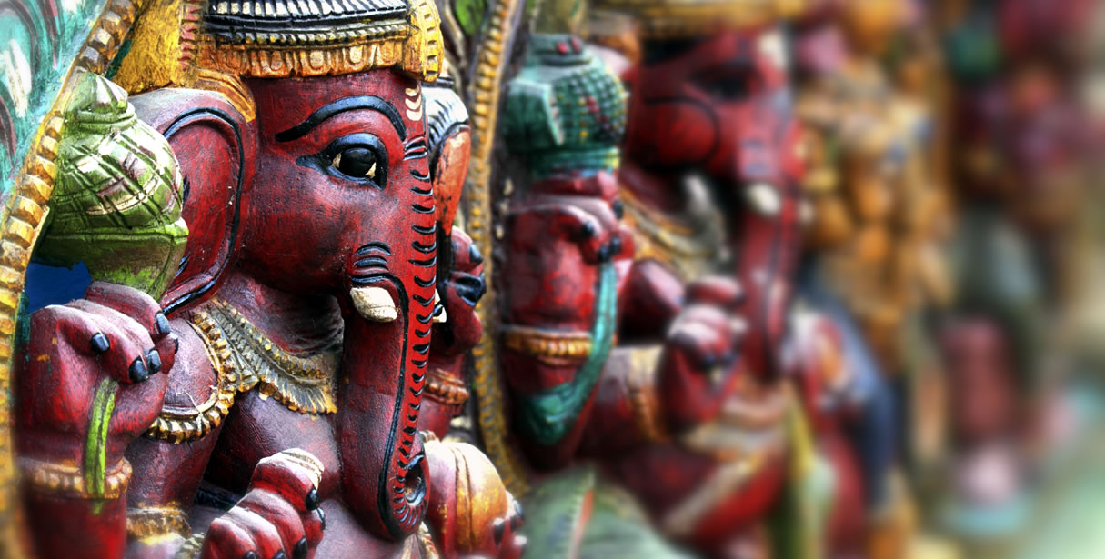 Colorful statue of Ganesh the Hindu Indian god
