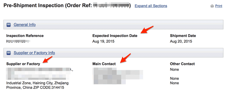 Pre-Shipment Inspection 1 Supplier Details