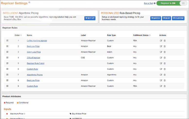ChannelAdvisor's new repricer with an algorithmic option