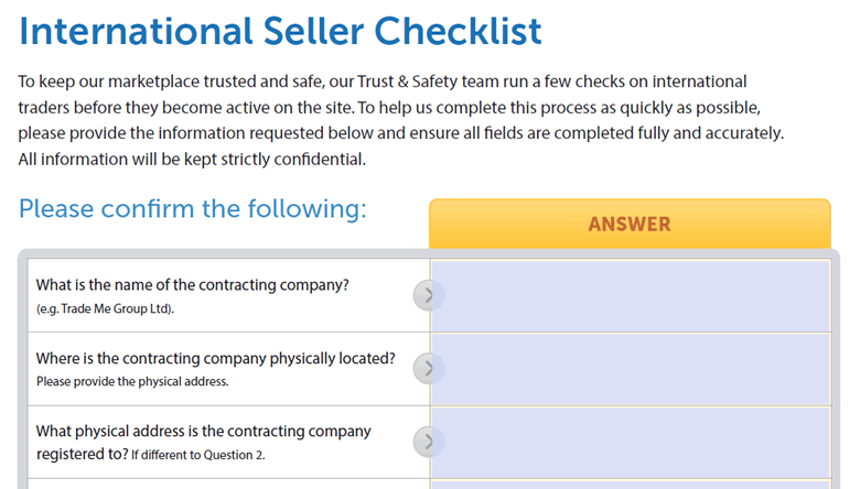 International Seller Checklist