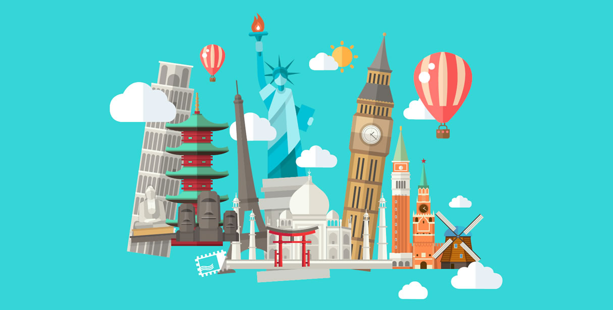 International landmarks illustration