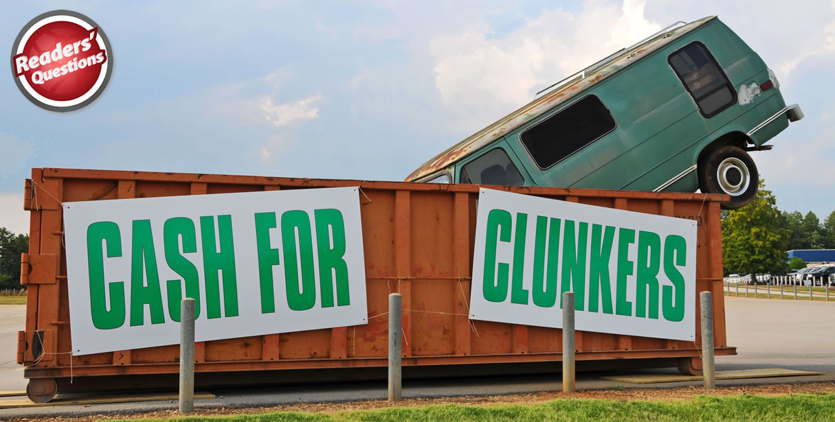 Cash for clunkers van in skip