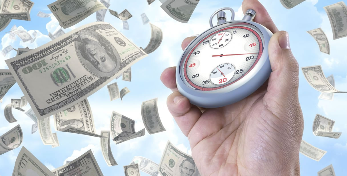Falling money and stopwatch