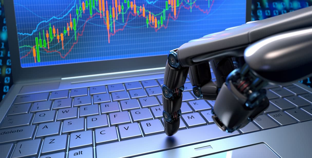 Robot typing on keyboard