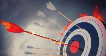 Burning arrow in target