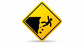 Cliff man falling danger sign
