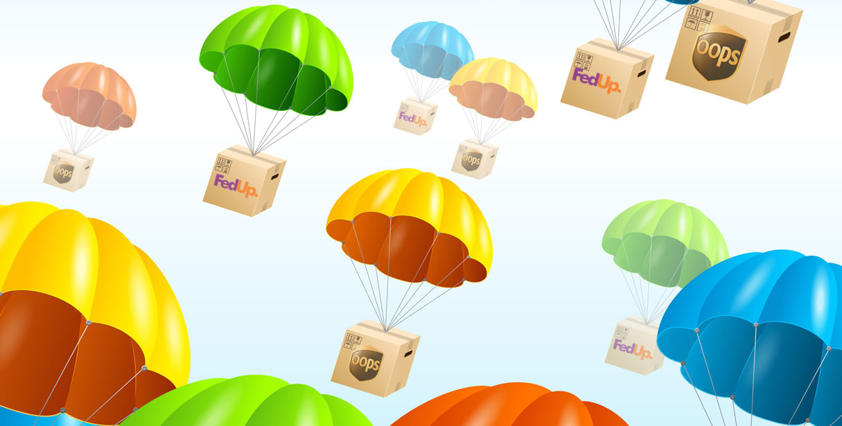 Parachuting FedEx and UPS boxes