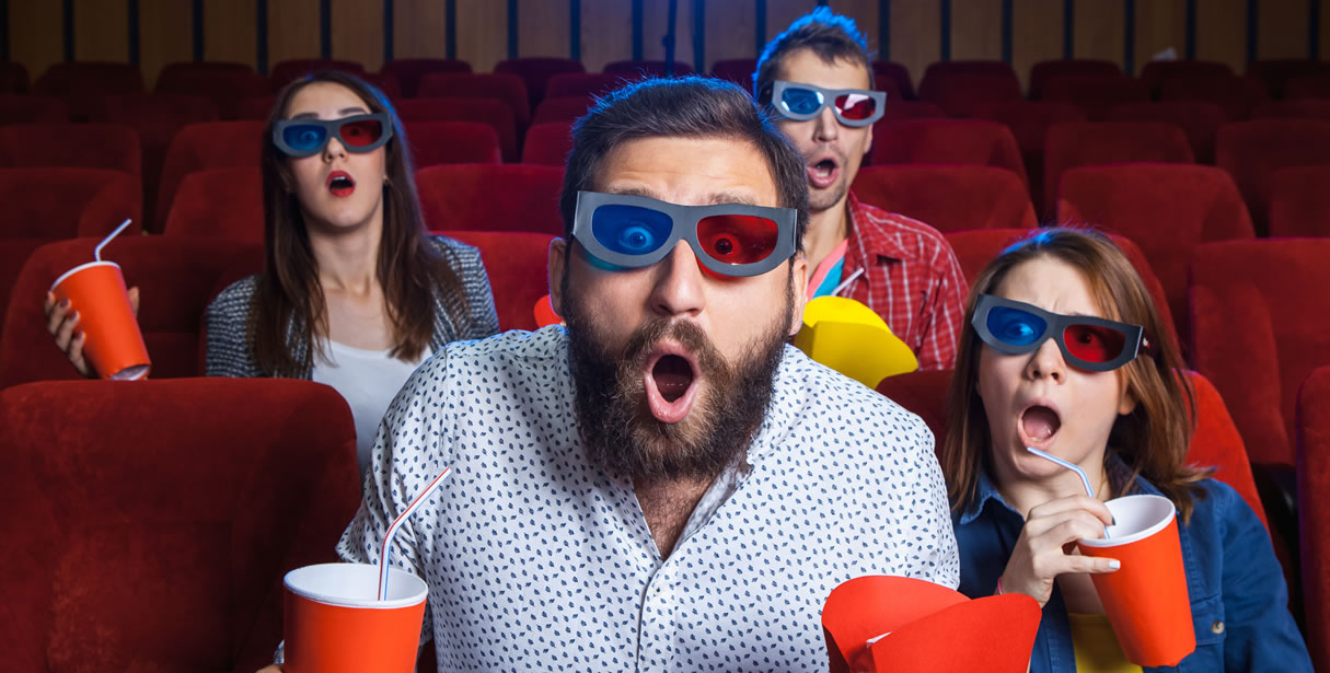 People amazed at 3d movie