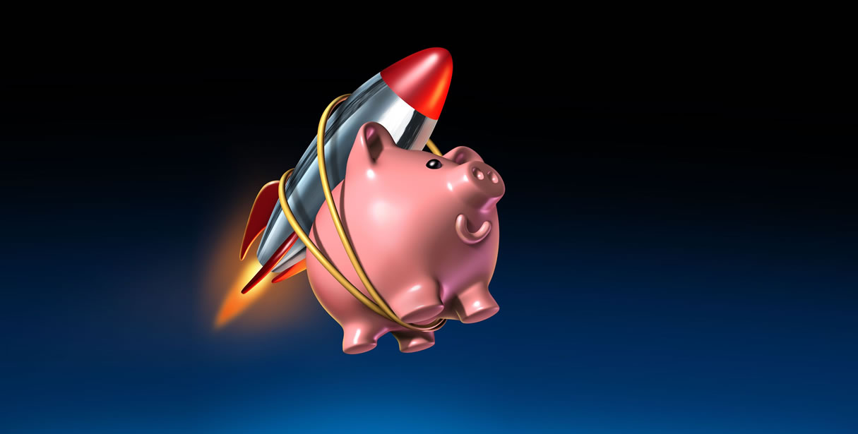 Rocket powered piggy bank