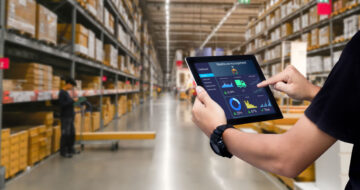 Management app being used in warehouse
