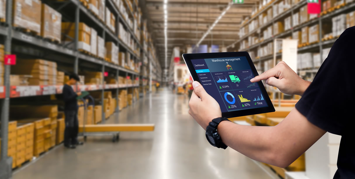 Management app being used in warehouse