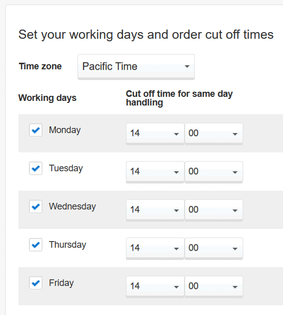 Schedule settings
