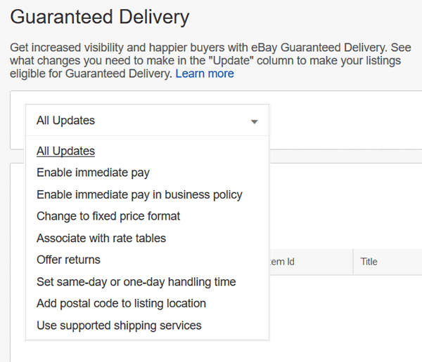 Guaranteed delivery info