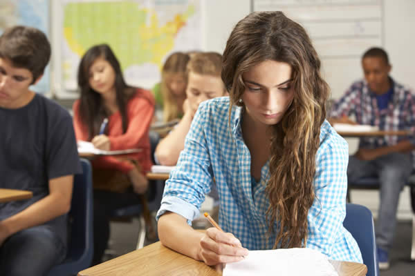 Girl studying at desk
