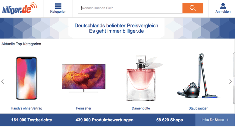 billiger.de screenshot