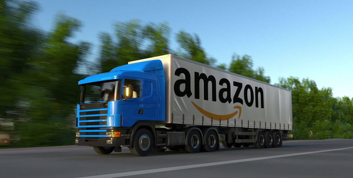 Amazon truck on road