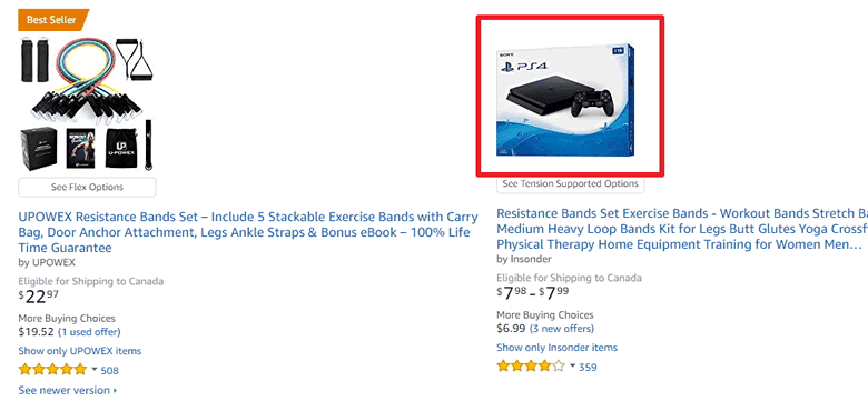 Example of Amazon listing photo sabotage