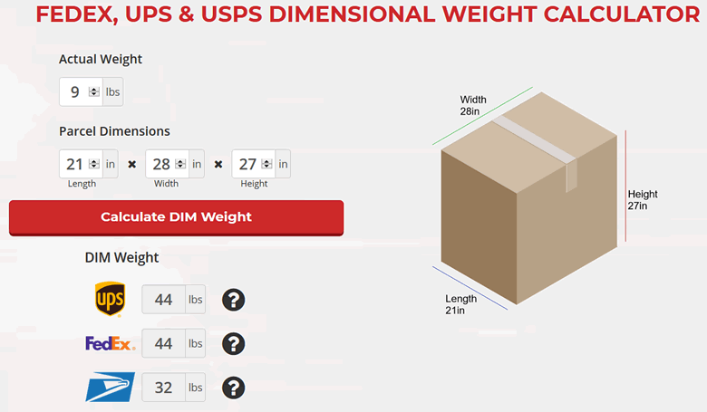 DIM Weight Calculator