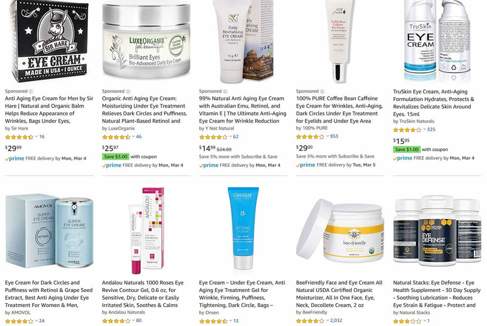 Search for soothing eye cream