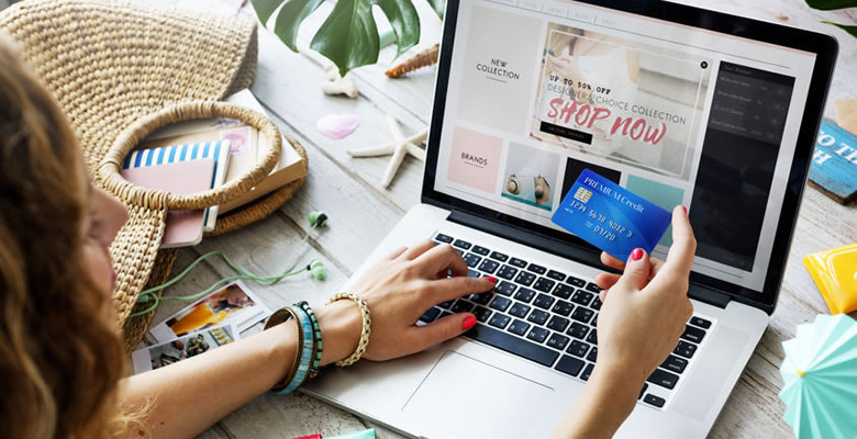 Woman shopping online