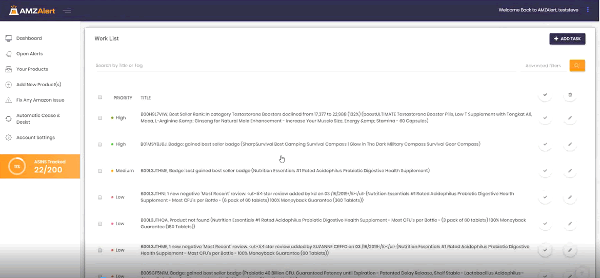 AMZAlert Worklist