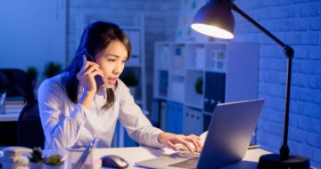 Chinese salesperson negotiating on phone