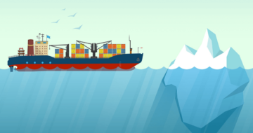 Container ship about to hit iceberg
