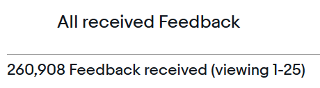 eBay total feedback received