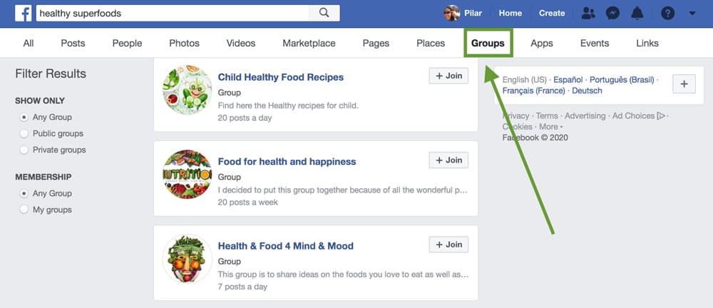 Facebook groups for healthy superfoods