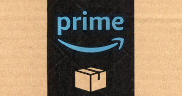 Amazon Prime logo on package tape