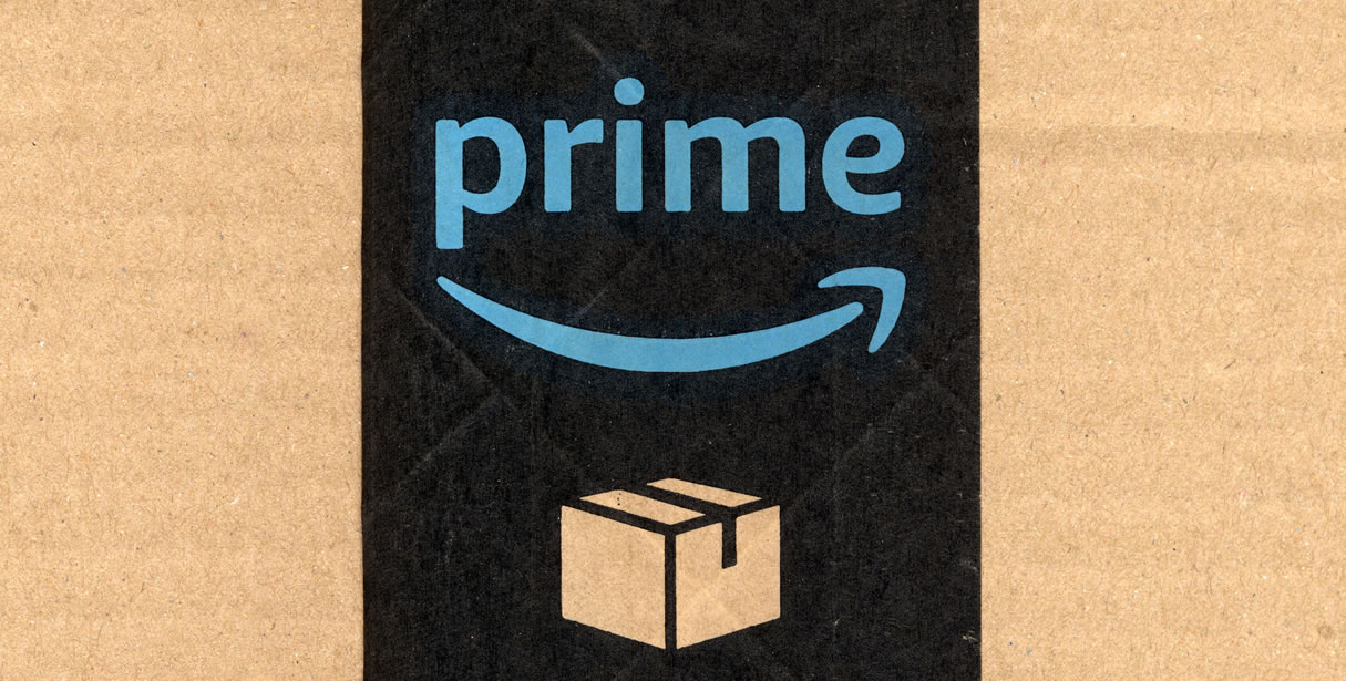 Amazon Prime logo on package tape