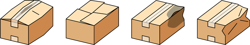 Series of damaged packages