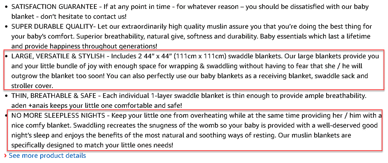 Amazon listing bullet points that are too long