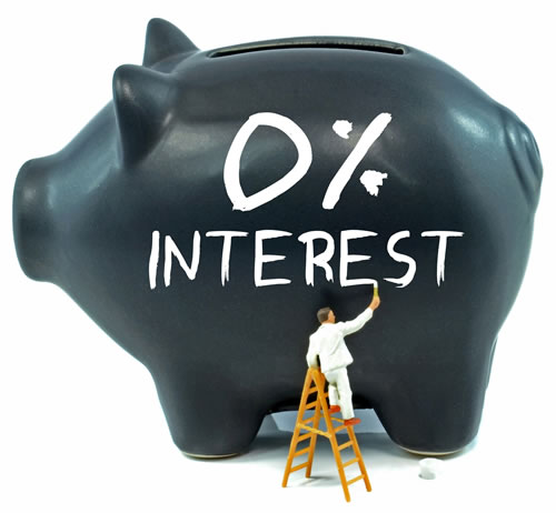 Zero percent interest piggy bank