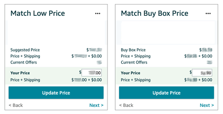 Seller Central price match boxes