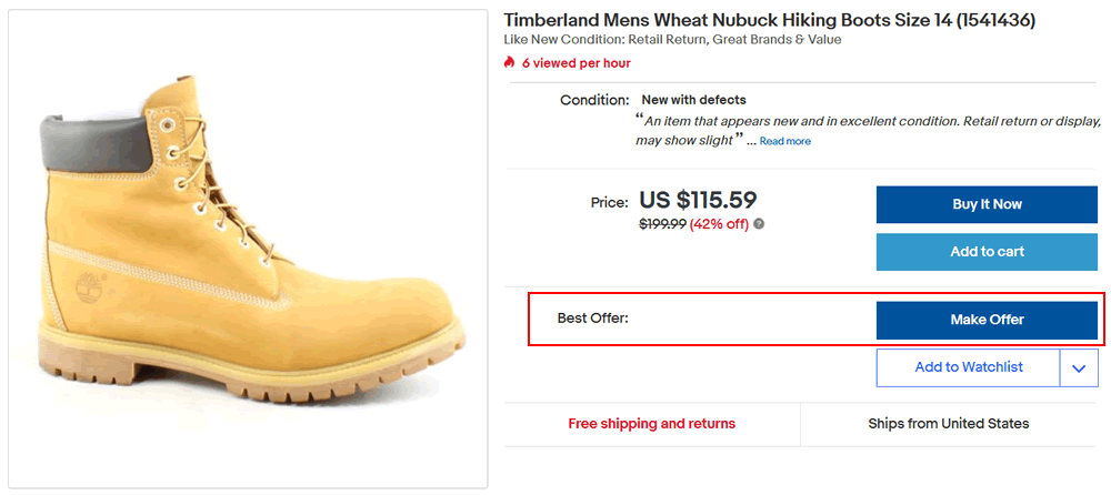 16. eBay Best Offer example