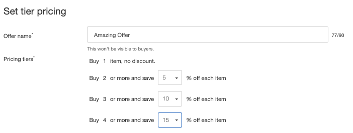4. eBay volume pricing setup