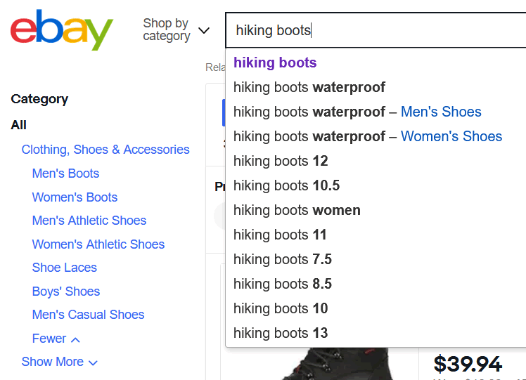 7. eBay categories example