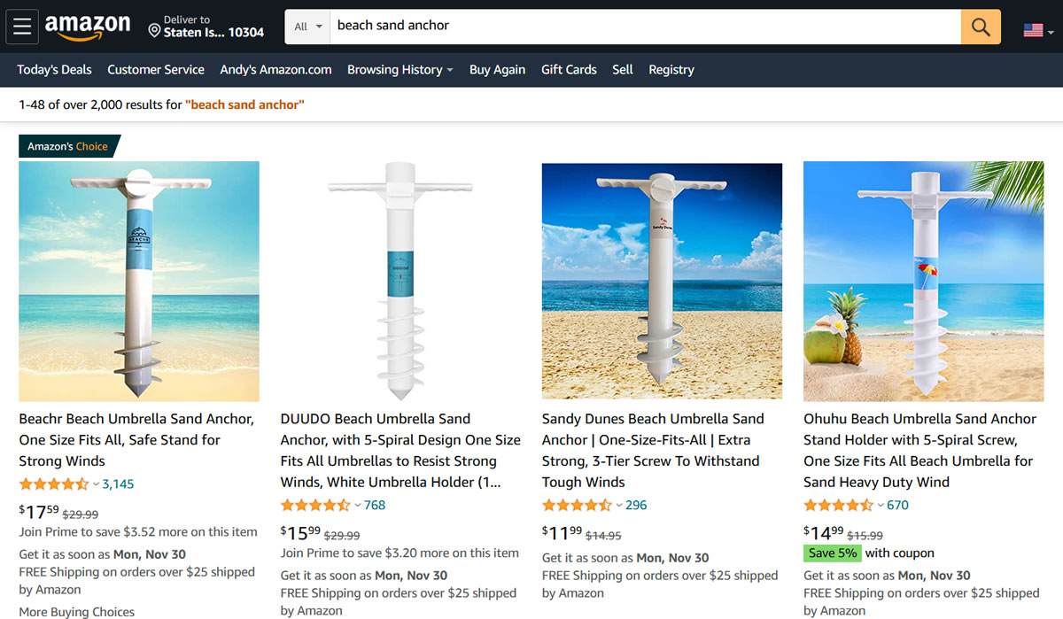 Amazon beach sand anchors