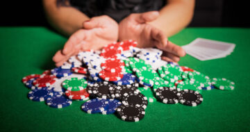 Poker chips going all in