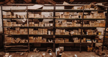 Rack of damaged boxes