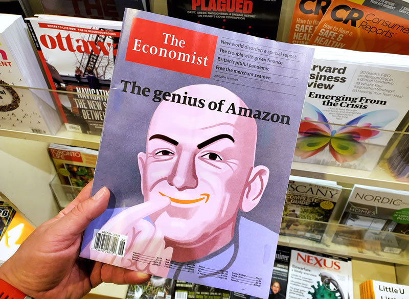 Jeff Bezos as Dr Evil in The Economist